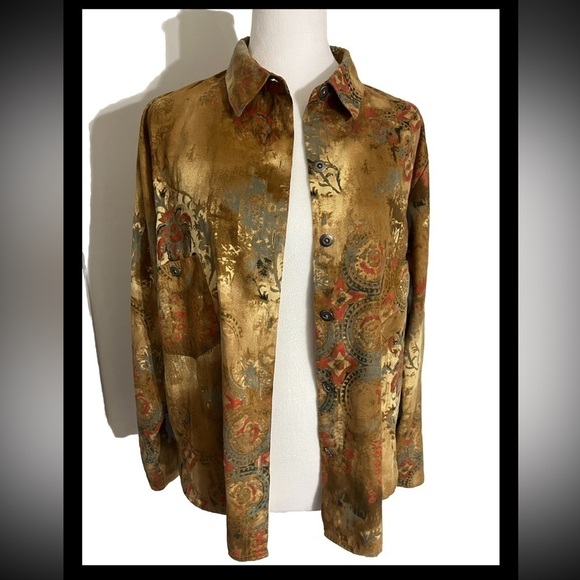 Chico’s 2  Button Front Fall Colored Top Medium - Picture 2 of 11